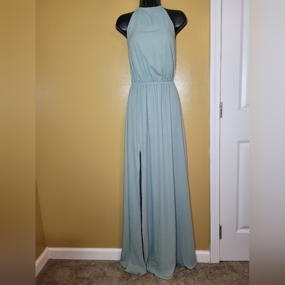 Show Me Your Mumu Sage Green Heather Halter Dress sz S MBM6-10 SS46